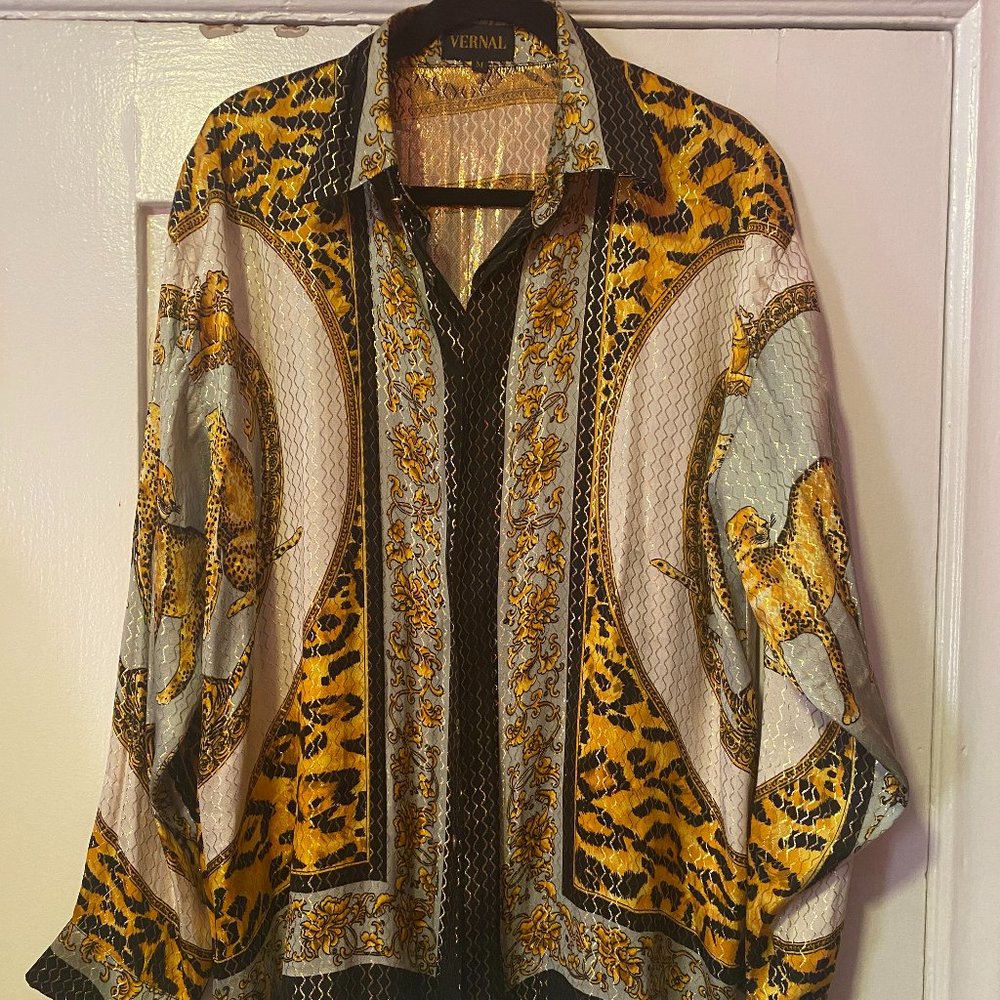 Vernal 100% Silk Versace style Button-up Shirt